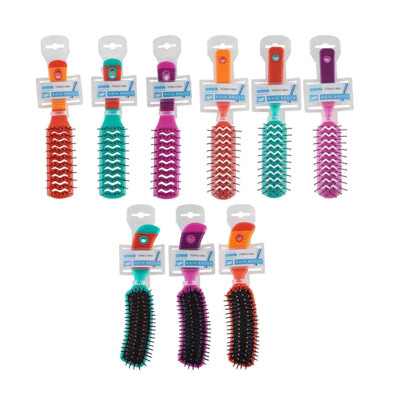 HAIR BRUSH W/GRIP HANDLE 3AST STYLES EA IN 3 COLORS FOR 9AST TOTAL HBA TCD