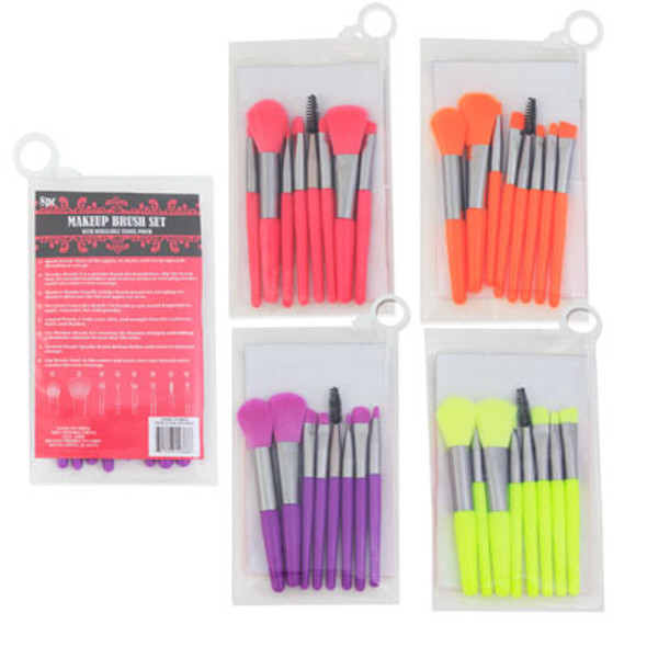 MAKEUP BRUSH 8PCS SET COMPACT4AST COLORS W/RESEALABLE BAG TRAVEL SIZE MAKEUP BRUSH 8PCS SET COMPACT4AST COLORS W/RESEALABLE BAG TRAVEL SIZE