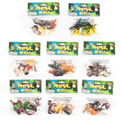 ANIMAL WORLD PLSTC FIGURES 6PC SETS 8 ASST ON 12PC DISP STRIP DINO/OCEAN/FARM/WILD ANIMALS