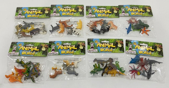 ANIMAL WORLD PLSTC FIGURES 6PC SETS 8 ASST ON 12PC DISP STRIP DINO/OCEAN/FARM/WILD ANIMALS