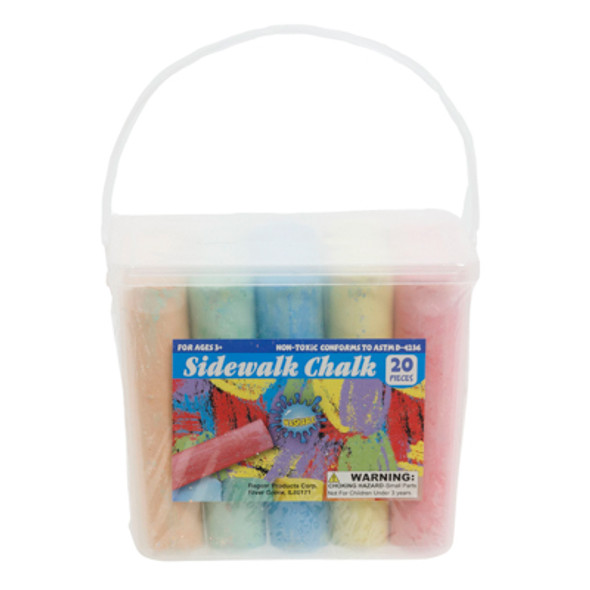 CHALK SIDEWALK JUMBO 20CT BUCKET W/HANDLE 5AST COLORS 4INH CHALK SIDEWALK JUMBO 20CT BUCKET W/HANDLE 5AST COLORS 4INH