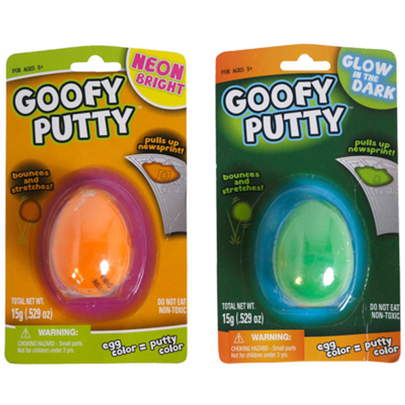 GOOFY PUTTY BOUNCES/STRETCHES 2AST NEON ORANGE/GID BLISTERCRDAGES 5+