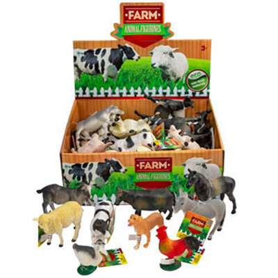 FARM ANIMAL FIGURES PLASTIC 36-PC 12-ASSORTED HT COUNTER DISPLAY