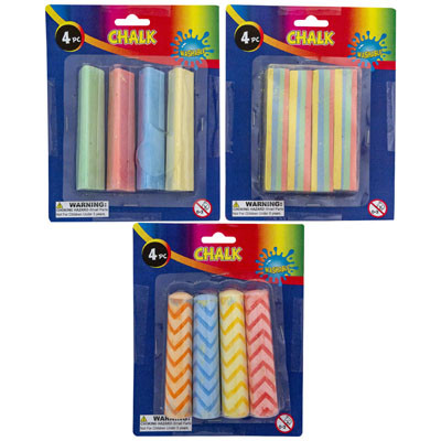 CHALK NOVELTY SIDWALK 4PC 3ASST TRIANGLE/RAINBOW STACK/CHEVRONBLISTER CARD