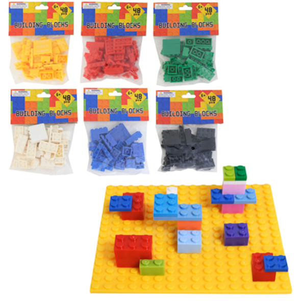 BLOCKS SOLID COLOR BRICKS 48PCS 6AST COMPATABLE WITH ALL BRANDS PBH/AGES 6+ SEE G16174