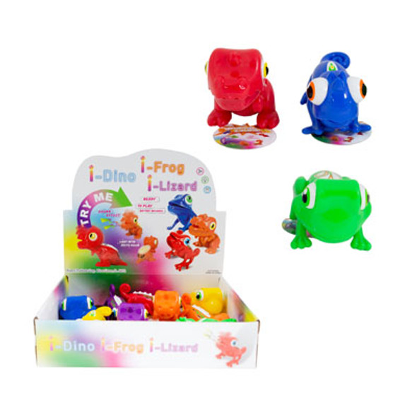 ANIMAL TOY W/SOUND & LIGHTS 12PC DINO/LIZARD/FROG COUNTER DISPLAY