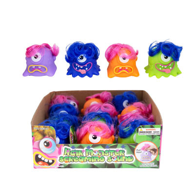 HAIR MONSTER SCREAMING SOUND TOY 12-PC 4-ASSORTED COUNTER DISPLAY