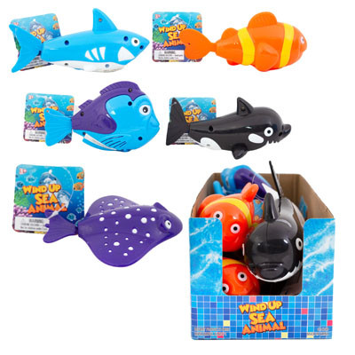 WIND UP COLORFUL SEA ANIMAL 6AST 4.375-6IN L HT/12PC PDQ EA W/HT