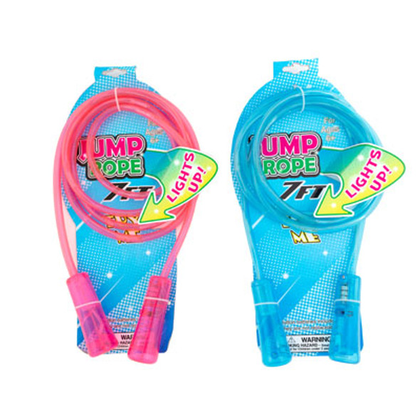 JUMP ROPE 7FT LIGHT UP AGE 6+ 9-LIGHT 2AST COLORS TCD 3-AG13 BATTERIES INCLUDED JUMP ROPE 7FT LIGHT UP AGE 6+ 9-LIGHT 2AST COLORS TCD 3-AG13 BATTERIES INCLUDED