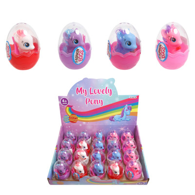 LOVELY PONY HORSE IN EGG 4AST COLORS W/BRUSH & MIRROR ACCESSORY IN 20PC PDQ/LABEL