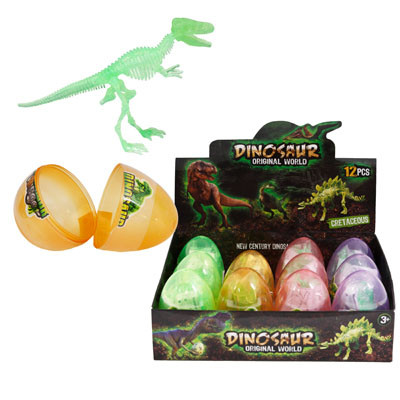DINOSAUR FOSSIL BONES GLOW-IN-DARK TOY IN EGG 4AST/12PC PDQ/LABEL