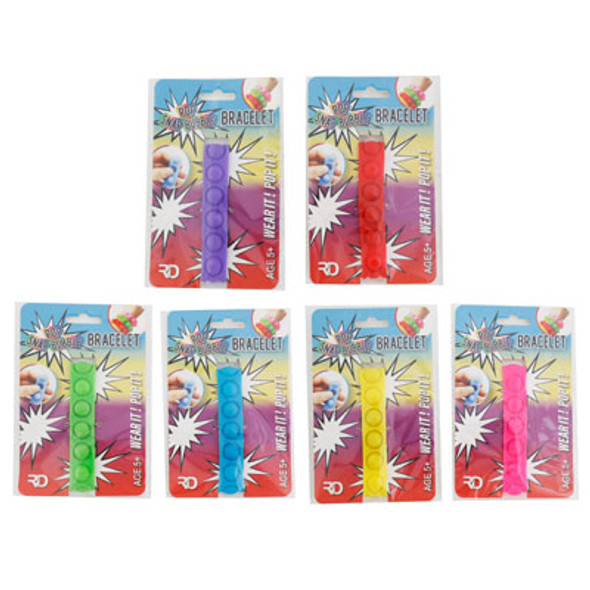 FIDGET BRACELET SNAP POP 6AST COLORS PB/INS STOCKLOT AGE 5+