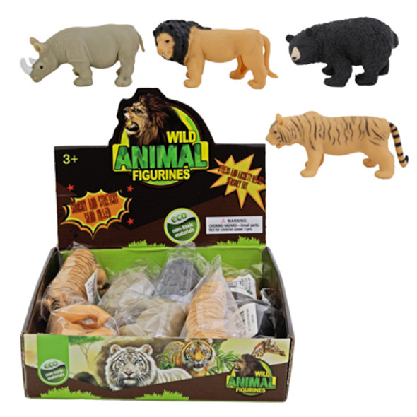 ANIMAL SAND FILLED SQUISHY PULL TOY 12PC 4 ASSORTED POLYBAG/LABEL COUNTER DISPLAY