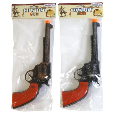 COWBOY GUN 12IN W/CLICK SOUND 2ASST ANTIQUE LOOK FINISH PBH