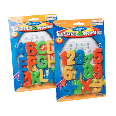 MAGNETIC LEARNING SET 26CT 2AST NUMBERS/LETTERS ON BLISTER CARD