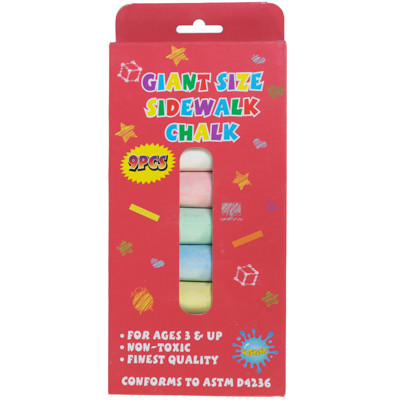 CHALK SIDEWALK JUMBO 9CT 4INL 6COLOR/3WHITE PRINTED WINDOW BOX