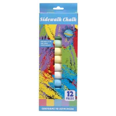 CHALK SIDEWALK JUMBO 12CT 6ASST COLORS IN PRINTED WINDOW BOX LOGO 4INCH EACH