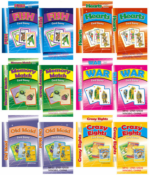 CARD GAME 3AST 2PK OLD MAID-WAR/FISH-CRAZY8/MEMORY-HEARTS PB/INS