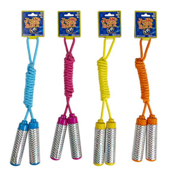JUMP ROPE 7FT LASER HANDLE 4ASST PINK/BLUE/ORANGE/YELLOW AGES 6+ BARBELL