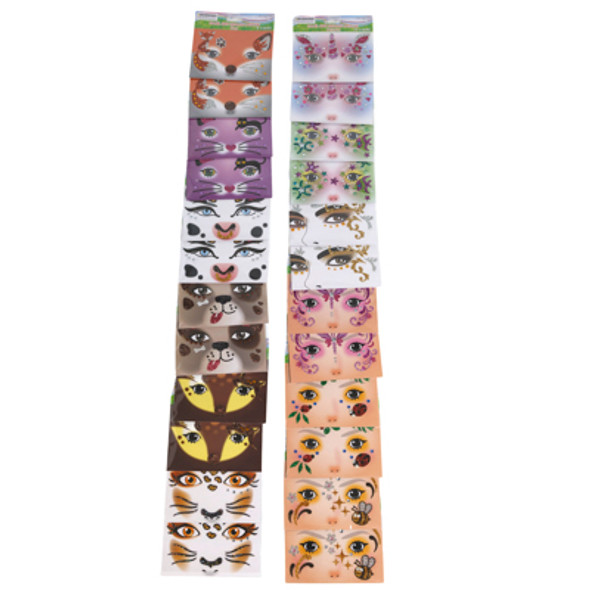 FACE ART EVERYDAY 12 ASSORTED DESIGNS ON MERCH STRIP