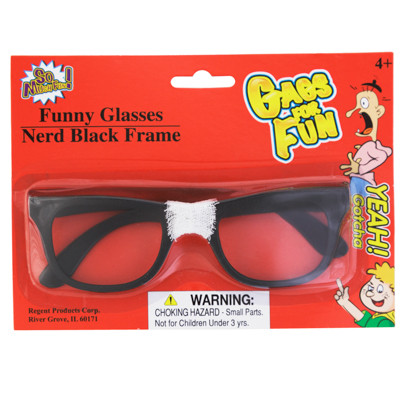 EYEGLASS FUNNY NERD BLACK FRAME BLISTER CARD