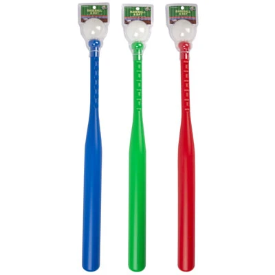 BASEBALL & BAT SET PLASTIC 3AST CLRS W/WHITE BALL CLAMPK 36PC CASE CUT DISPLAY 24.5IN BAT/2.4IN BALL