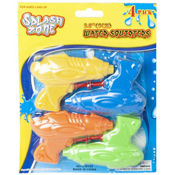 WATER GUN 4PK 3.5IN 4ASST COLORSEACH ON BLISTER CARD