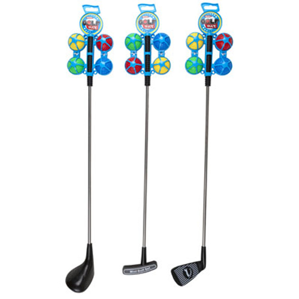 GOLF PLAYSET 3AST W/4 COLOR BALLS DRIVER/PUTTER/IRON METAL/PLASTIC STICKER PEGHEADER GOLF PLAYSET 3AST W/4 COLOR BALLS DRIVER/PUTTER/IRON METAL/PLASTIC STICKER PEGHEADER