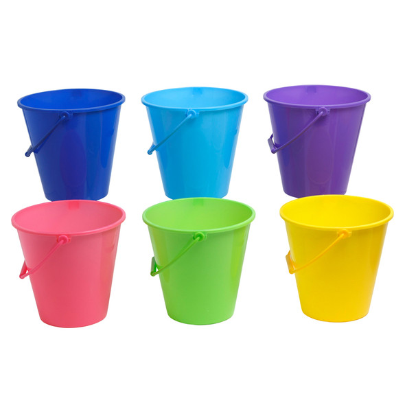 BUCKET W/HANDLE 7X7IN L 6AST SOLID COLORS/UPC LABEL