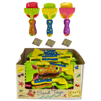SAND TOOL 2PC SHOVEL/RAKE STAR PRINT HANDLE IN 24PC PDQ SUMMER HT