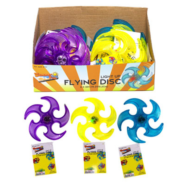 FLYING DISC LIGHT UP 6X6IN PVC 3AST CLRS/24PC PDQ *3.99* FLYING DISC LIGHT UP 6X6IN PVC 3AST CLRS/24PC PDQ *3.99*