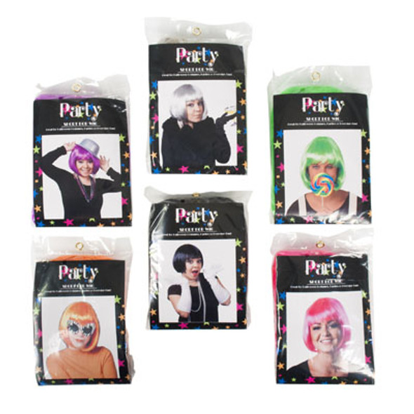 WIG LADIES BOB STYLE 6AST 4NEONS/BLACK/PLATINUM COLOR PBH/FULL INSERT CARD