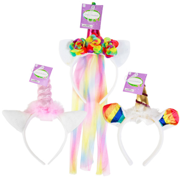 HEADBAND UNICORN 3AST UNICORN HANTAG W/JHOOK HEADBAND UNICORN 3AST UNICORN HANTAG W/JHOOK