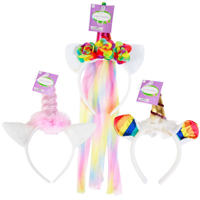 HEADBAND UNICORN 3AST UNICORN HANTAG W/JHOOK