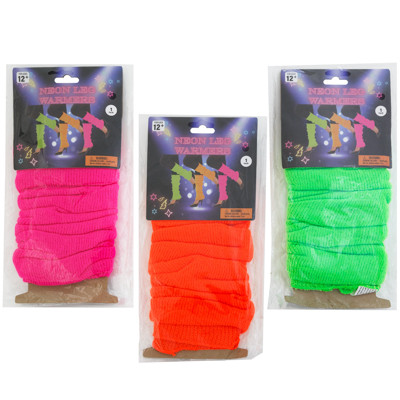 LEG WARMER 2PK 3AST NEON CLRS 20.5IN ADULT SIZE PINK/GREEN/ORANGE PB/INSERT