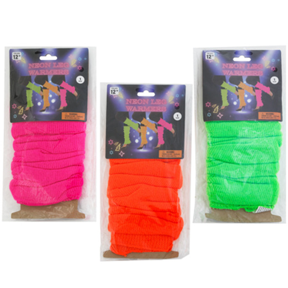 LEG WARMER 2PK 3AST NEON CLRS 20.5IN PINK/GREEN/ORANGE PB/INSERT