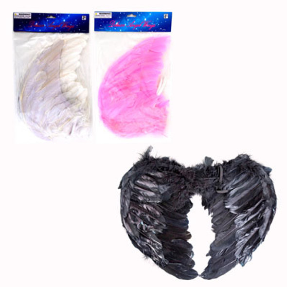 ANGEL WING DELUXE FEATHER 3AST WHITE/PINK/BLACK 17.5X13.75IN PBH ANGEL WING DELUXE FEATHER 3AST WHITE/PINK/BLACK 17.5X13.75IN PBH