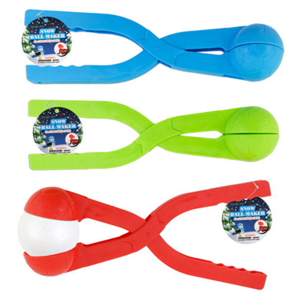 SNOW BALL MAKER W/SOCCER BALL IMPRINT 14IN L RED/BLUE/GREEN PLASTIC/HANG TAG