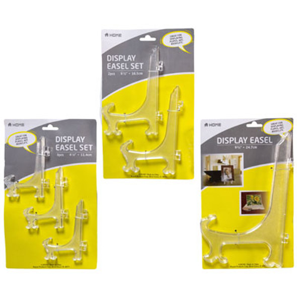 EASEL CLEAR ASST SIZE 1X9.75IN / 2X6.5N / 3X4.5IN ON HOME TIECARD