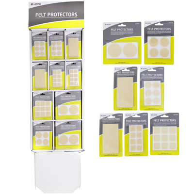 FELT PROTECTORS 7ASST STYLES IN147PC FLR DISPLAY/EA IN HOME BLC2-18 PKS