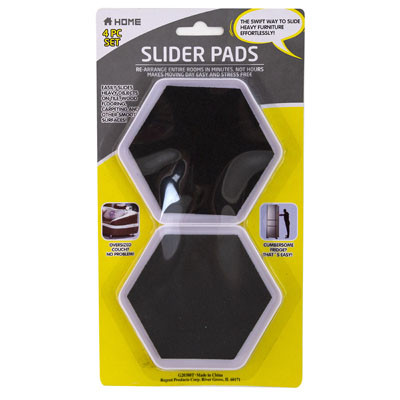 SLIDER PADS 4PK PENTAGON SHAPE 4IN HOUSEWARE BLISTER CARD