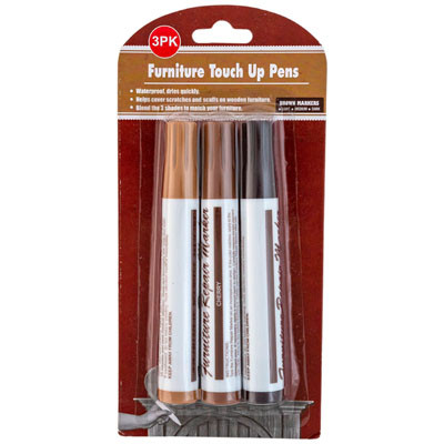 FURNITURE TOUCHUP REPAIR MARKER 3AST WOOD COLORS BLISTER CARD OAK-CHERRY-MAHOGANY