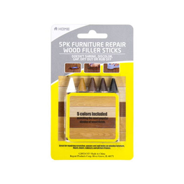 FURNITURE REPAIR  WOOD FILLER STICKS 12PC 5PK BLC ASSORTED COLORS ON MERCH STRIP