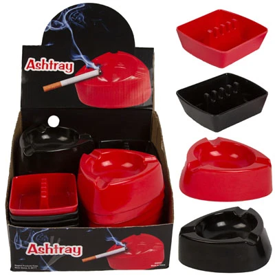 ASHTRAYS 2AST SHAPE 36PC PDQ 2AST BLK/RED MELAMINE EA/UPC LAB