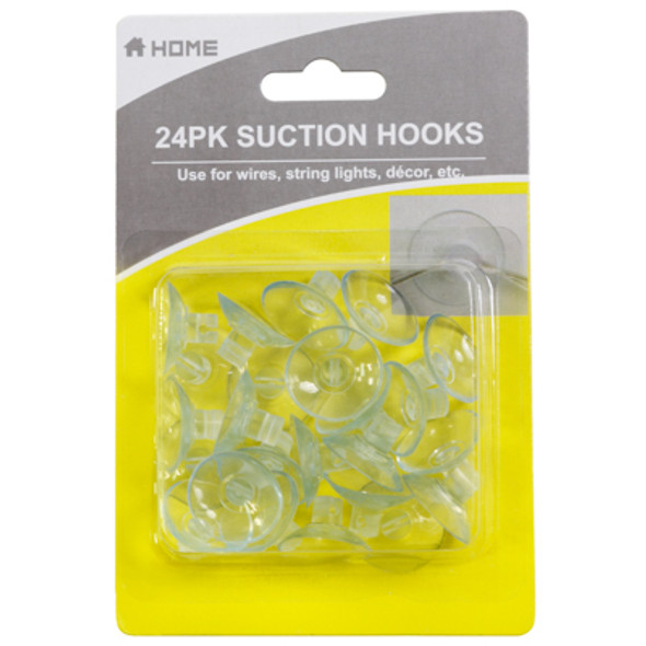 SUCTION CUP HOOKS 24PK FOR WIRES/LIGHTS HOUSEWARES BLISTERCARD