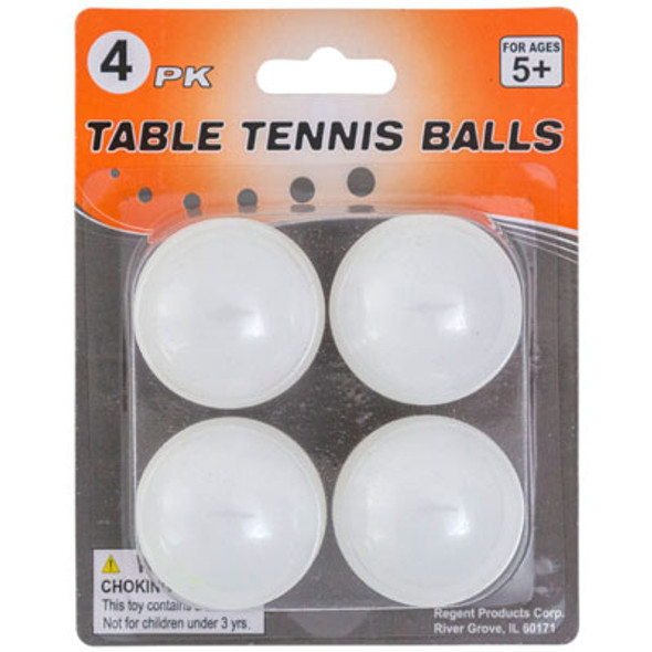 TABLE TENNIS BALLS 4PK WHITEBLISTER CARD