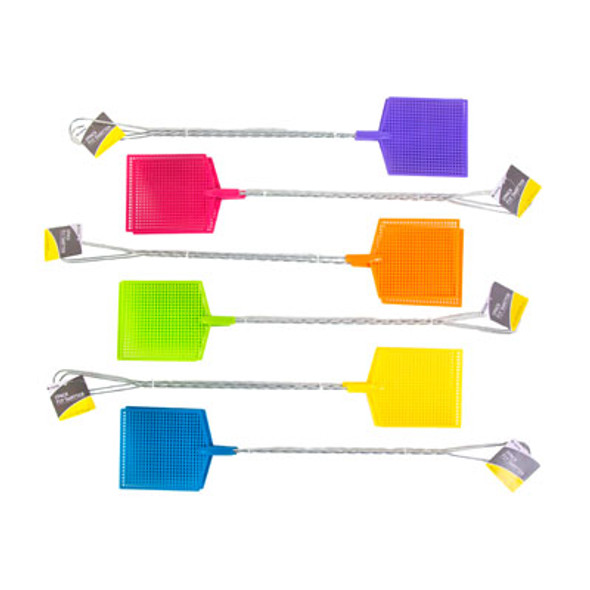 FLY SWATTER 2PK METAL HANDLE RECT SHAPE 20.25IN L 6CLRS/HOMEHT FLY SWATTER 2PK METAL HANDLE RECT SHAPE 20.25IN L 6CLRS/HOMEHT