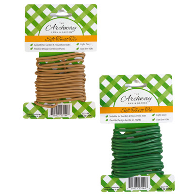 SOFT GARDEN TWIST TIE 10FT 3MM 2AST COLORS TIE ON CARD