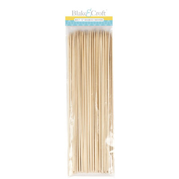 SKEWERS BAMBOO 80CT 12IN ZIP-STORAGE BAG 3MM B&C HDR