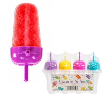ICE POP MOLD 4PK W/REUSABLE STIX & DRIP GUARD SHRINK/ICE CREAM LABEL